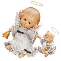 an angel with a kitten